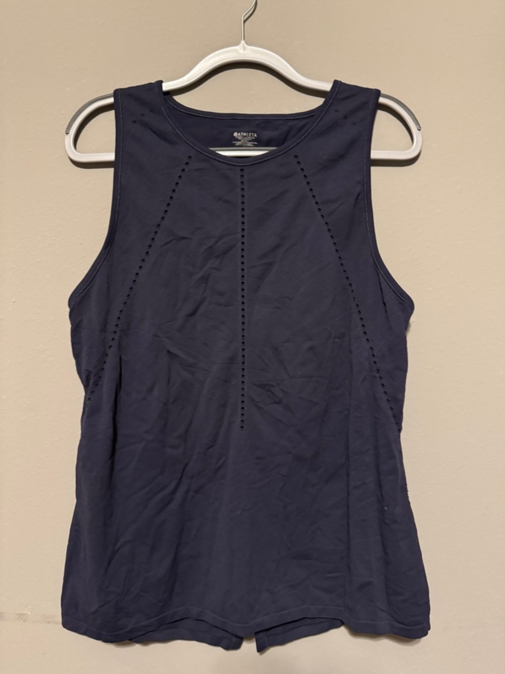 Athleta Navy Laser-Cut Performance Tank